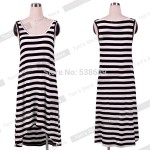 Nice-forever Summer Womens Striped Irregular Hem Beach Style Casual beach Leisure Dress Slimming Sundress BTY735