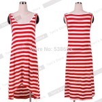 Nice-forever Summer Womens Striped Irregular Hem Beach Style Casual beach Leisure Dress Slimming Sundress BTY735