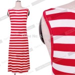 Nice-forever Summer Womens Striped Irregular Hem Beach Style Casual beach Leisure Dress Slimming Sundress BTY735