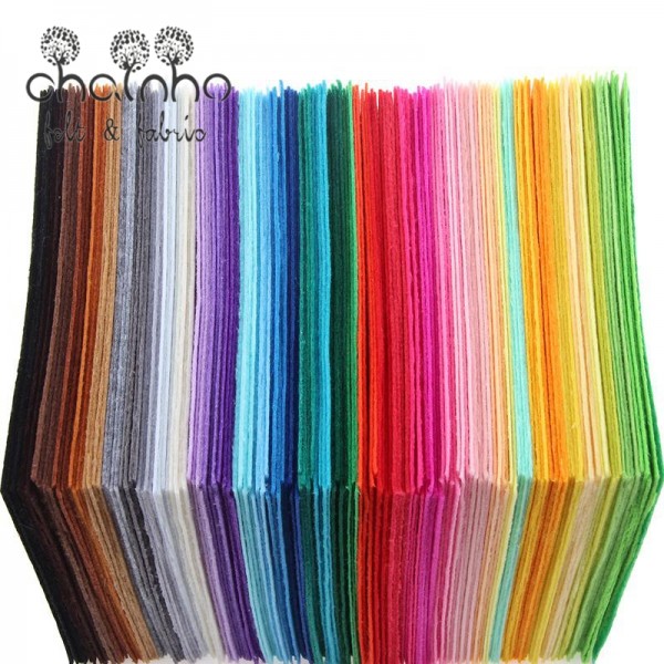 Non Woven Felt Fabric 1mm Thickness Polyester Cloth Felts Of Home Decoration Pattern Bundle For Sewing Dolls Crafts 40pcs15x15cm