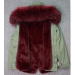 OFTBUY 2016 New Wine red big raccoon fur hood winter jacket women parka natural real fur coat for women thick soft lining