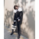 OFTBUY 2016 new winter jacket women basic coats 100% real goat fur collar white duck down jacket short black warm ladies coats