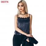 OOTN BX021 Cotton Velvet Camis Lace Tops Women Solid Sexy Crop Tops Fashion Spring Summer Camisole Halter Top Bule Black