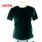 OOTN Summer Tops Short Sleeve Cotton Velvet T Shirt Women Green Red O Neck Casual Female Basic Tshirt Tees Work T-shirt Spring