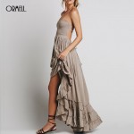 ORMELL New Fashion Ladies' Elegant Maxi Dress Vintage Long Beach Dress Suspender Sleeveless Backless Slim Brand Design