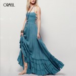 ORMELL New Fashion Ladies' Elegant Maxi Dress Vintage Long Beach Dress Suspender Sleeveless Backless Slim Brand Design