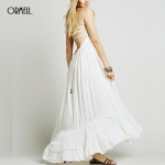 ORMELL New Fashion Ladies' Elegant Maxi Dress Vintage Long Beach Dress Suspender Sleeveless Backless Slim Brand Design