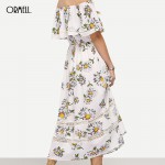 ORMELL Women Sexy Slash Neck Floral Dress Short Sleeve Lace Design Ladies Summer Autumn Fashion Casual Dress Vestidos