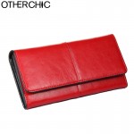 OTHERCHIC Ladies Women Wallets Genuine Leather Purses Long Wallet Woman Elegant Female Red Women's Wallets Leather Wallet Purse