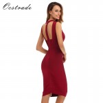 Ocstrade Sexy Bodycon Bandage Dress 2017 New Arrival Women Lace-up Burgundy Knee Length Bandage Dress Wholesale HL