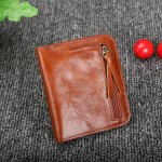 Oil Wax Leather Wallet Female Wallets with Zipper Coin Bag Genuine Leather Women Wallets Small Short Purses for Female