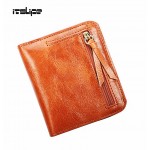 Oil Wax Leather Wallet Female Wallets with Zipper Coin Bag Genuine Leather Women Wallets Small Short Purses for Female