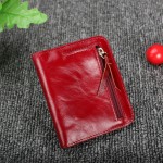 Oil Wax Leather Wallet Female Wallets with Zipper Coin Bag Genuine Leather Women Wallets Small Short Purses for Female