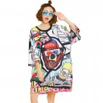 Oladivi Plus Size Women Clothing Fashion Printing Loose Casual Dress 2017 Spring Summer New Oversized Tunic Top Vestido Feminino