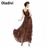 Oladivi XXXL Plus Size Cloth 2017 Summer New Ruffle Maxi Long Chiffon Dresses Women Leopard Sexy Vest Tank Dress Female Sundress