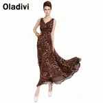 Oladivi XXXL Plus Size Cloth 2017 Summer New Ruffle Maxi Long Chiffon Dresses Women Leopard Sexy Vest Tank Dress Female Sundress