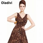 Oladivi XXXL Plus Size Cloth 2017 Summer New Ruffle Maxi Long Chiffon Dresses Women Leopard Sexy Vest Tank Dress Female Sundress