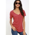 Olive Green Tops PocketStyle Woman Relaxes In Bulk Summer V-neck T-shirts Pure Short Sleeve Basic Tee