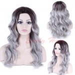 Ombre Wig Celebrity Curly Two-Tone Wigs Heat Resistant Wavy Synthetic Hair for Black Women Cheap pruiken perruque