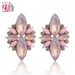 Opal Stone Stud Earrings 2017 New Elegant Crystal Earrings For Women Trendy Gold Color Women Earrings