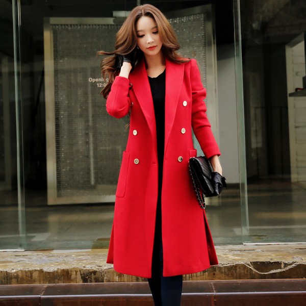 Original 2016 Brand Jacket Autumn Winter England Style Solid Plus Size Casual Elegant Extra Long Woolen Coat Women Wholesale