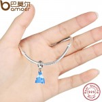 Original 925 Sterling Silver Cinderella's Blue Dress DANGLE Pendant Fit Bracelet Necklace Fairy Jewelry Making PAS156