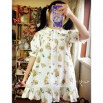 Original design Japanese soft sister [Trojan Bear ] playful retro vintage dress Cute Peter Pan collar Dress