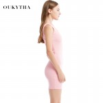 Oukytha 2017 Summer Dress Women Sexy & Club Deep V-Neck Zipper Tank Sleeveless Slim Tops Cotton Mini Bodycon Sheath Dress J15030