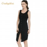 Oukytha Free Shipping 2017 Summer Dresses Women's Button Before The Split Knitting Bust Vest dresses Q15092