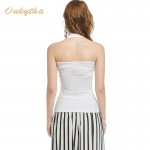 Oukytha2017 Summer Hot Sale Sexy Women's Lady Camis tops Low Cut Halter Vest Shirts Backless Solid Top With Plus Size S-XXXL 432