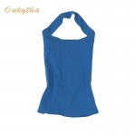 Oukytha2017 Summer Hot Sale Sexy Women's Lady Camis tops Low Cut Halter Vest Shirts Backless Solid Top With Plus Size S-XXXL 432