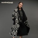 Outline Original Brand Black Plaid Coat Raglan Long Sleeve Wool Jacket Loose Elegant Trench Women Woolen Winter Coat L154Y012