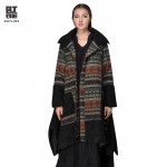 Outline Original Winter Cotton Coat Long Sleeve Vintage Print Loose Long Jacket Thicken Woman Warm Maxi Winter Coat L144Y009