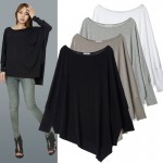 Oversize loose t-shirts for women 2016 autumn tops irregular solid big size long female t-shirt women's clothing ladies shirt