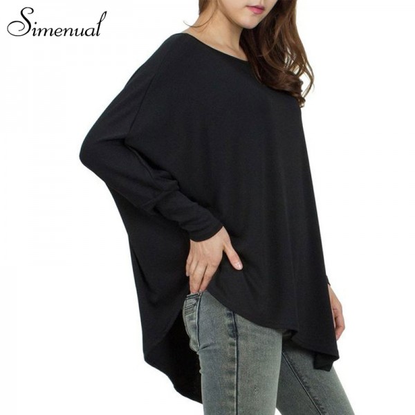 Oversize loose t-shirts for women 2016 autumn tops irregular solid big size long female t-shirt women's clothing ladies shirt