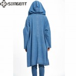 Oversized Denim Jacket Long Hooded Loose Full Sleeve Winter Jeans Jacket Womens Denim Jackets And Coats Veste En Jean Oversize