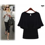 Oxiuly Dropshipping 2017 top quality fashion Women cotton Lady sexy  Ruffles O-Neck  t-Shirt tops