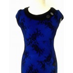 Oxiuly Sexy Knee Length Royal Blue Surface Lace Mermaid Dress Party Elegant Evening Casual Office Work Dress 