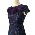 Oxiuly Womens Elegant 1950s Vintage Purple Flower Lace Fitted Stretch Bodycon Formal Party Sheath Wiggle Mermaid Dress