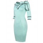 Oxiuly Womens Summer Brief Elegant Slash-Neck Bow Pinup Casual Office Wear Business Party Sheath Work Pencil Dress