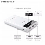 PISEN 18650 Power Bank 20000mah LCD External Battery Portable Mobile Fast Charger Dual USB Powerbank for iPhone 6 Samsung Tablet