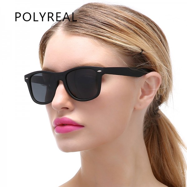 POLYREAL Classic Women Square Polarized Sunglasses Men Brand Designer Fashion Mirror Sun Glasses UV400 Rays For Driving