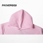 PROVERGOD Concise Style Men Women Long Sleeve Pullover Sweatshirt Classic Street Dancer Cotton Warm Pink Hoodies