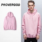 PROVERGOD Concise Style Men Women Long Sleeve Pullover Sweatshirt Classic Street Dancer Cotton Warm Pink Hoodies