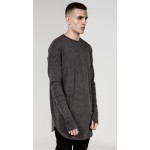 PROVERGOD Men Sweatshirts Fashion Cuff Broken Sweatshirt O-Neck Long Sleeve Arc Cut Casual Extended Hoodies