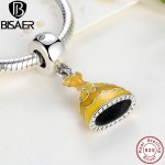 Parts Accessory 925 Sterling Silver Charms Fit BISAER Original  Bracelet Beautiful Yellow Princess Dress Jewelry Making WEUS223