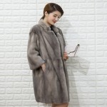 Pattern Real Fur Coat Genuine Mink Material Nine Quarter Popular Full Pelt Fur With Twill Cut Process 84 CM Length Coat 9009