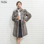 Pattern Real Fur Coat Genuine Mink Material Nine Quarter Popular Full Pelt Fur With Twill Cut Process 84 CM Length Coat 9009