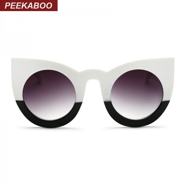 Peekaboo 2017 fashion sexy round cat eye sunglasses gradient white black big ladies sun glasses for women cat eye luxury oculos