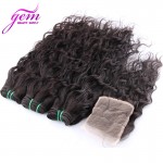 Peruvian Virgin Hair With Closure 4pcs Lot Peruvian Water Wave Hair Bundles with Lace Closures Peruvian Curly Hair With Closure